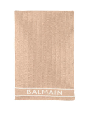 Sciarpa in lana e cashmere con logo Balmain ricamato