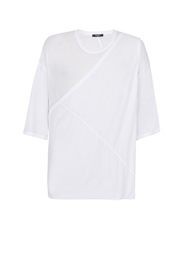 T-shirt in cotone a doppio strato con drappeggio lungo