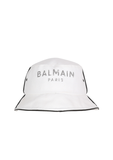 Cappello da pescatore B-Army in cotone e pelle con logo Balmain