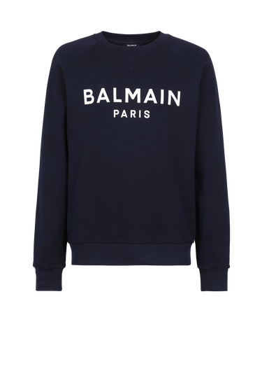Felpa in cotone con logo Balmain Paris floccato