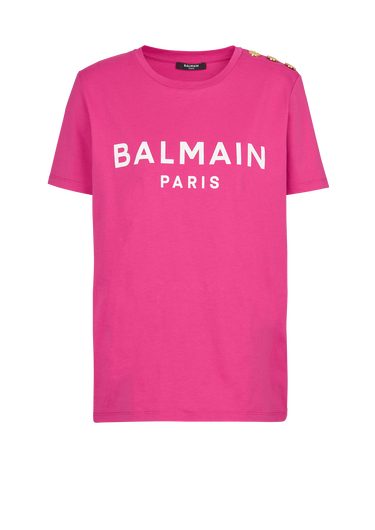 T-shirt in cotone con logo Balmain stampato