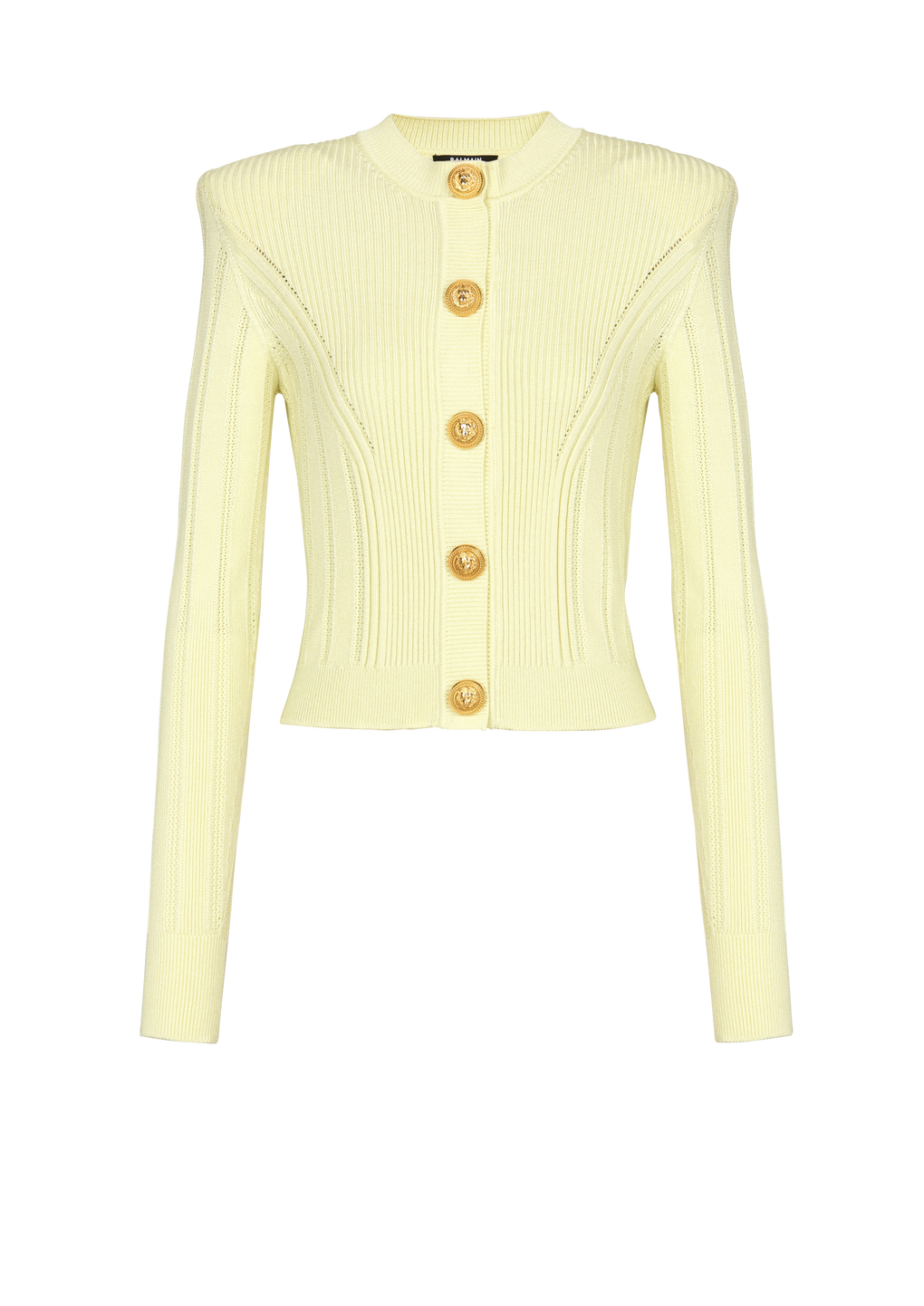 Cardigan in maglia con bottoni dorati, giallo, hi-res