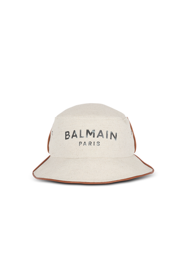Cappello da pescatore B-Army in cotone con logo Balmain marrone