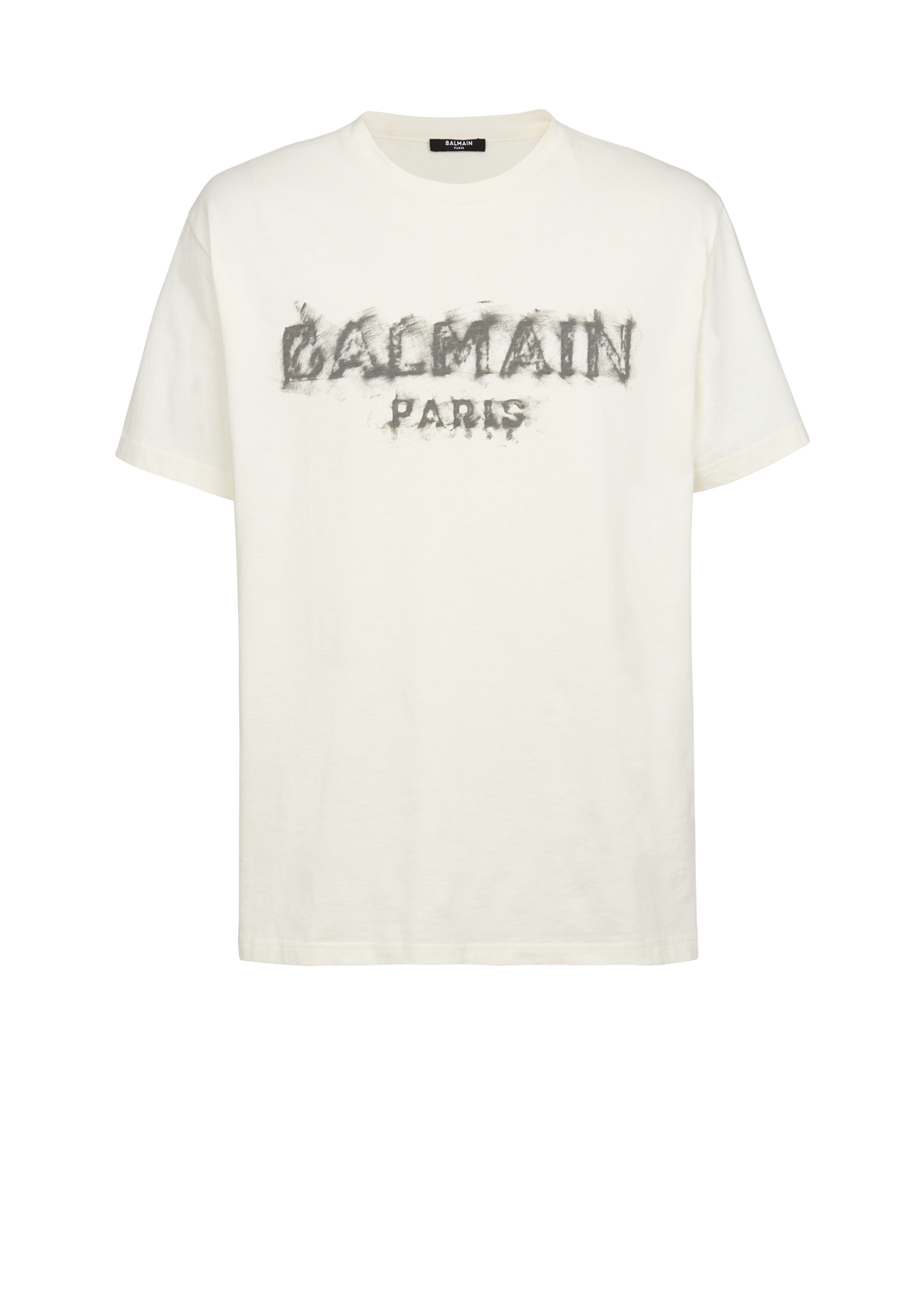 T-shirt in cotone con logo Balmain Paris, beige, hi-res