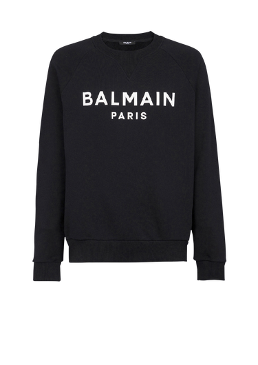 Felpa in cotone con logo Balmain Paris nero