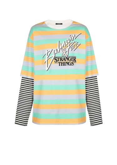 Balmain x Stranger Things – T-shirt oversize doppia manica