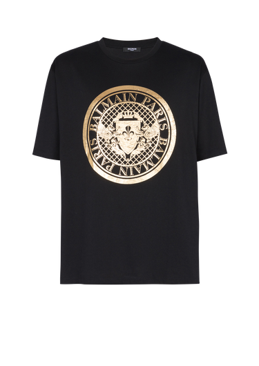 T-shirt in cotone con logo Coin metallizzato stampato