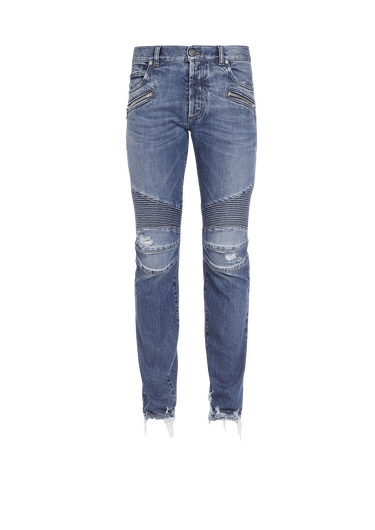 Jeans affusolati in cotone con strappi