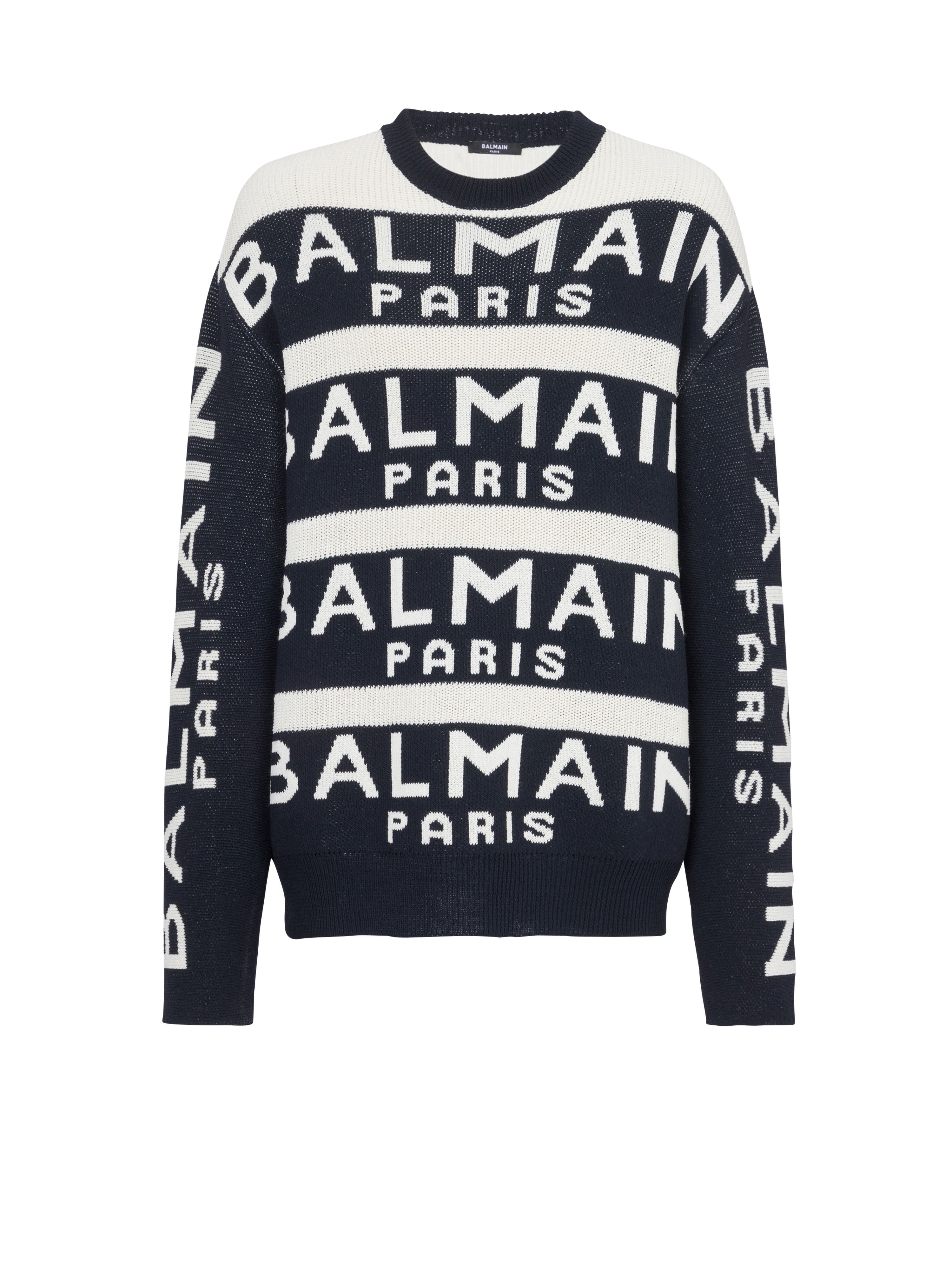 Pullover ricamato con logo Balmain Paris, nero