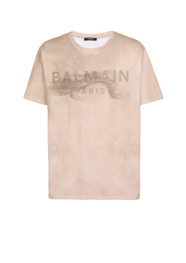 T-shirt in cotone ecosostenibile con logo stampato Balmain Paris a tema deserto