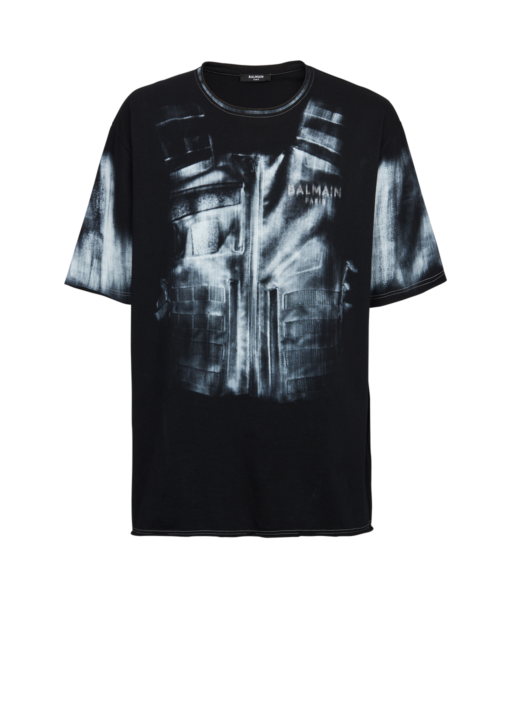 T-shirt in cotone con gilet di protezione stampato, nero, hi-res