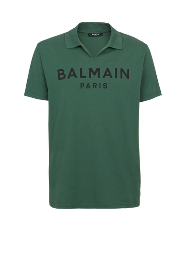 Polo in cotone con logo Balmain nero