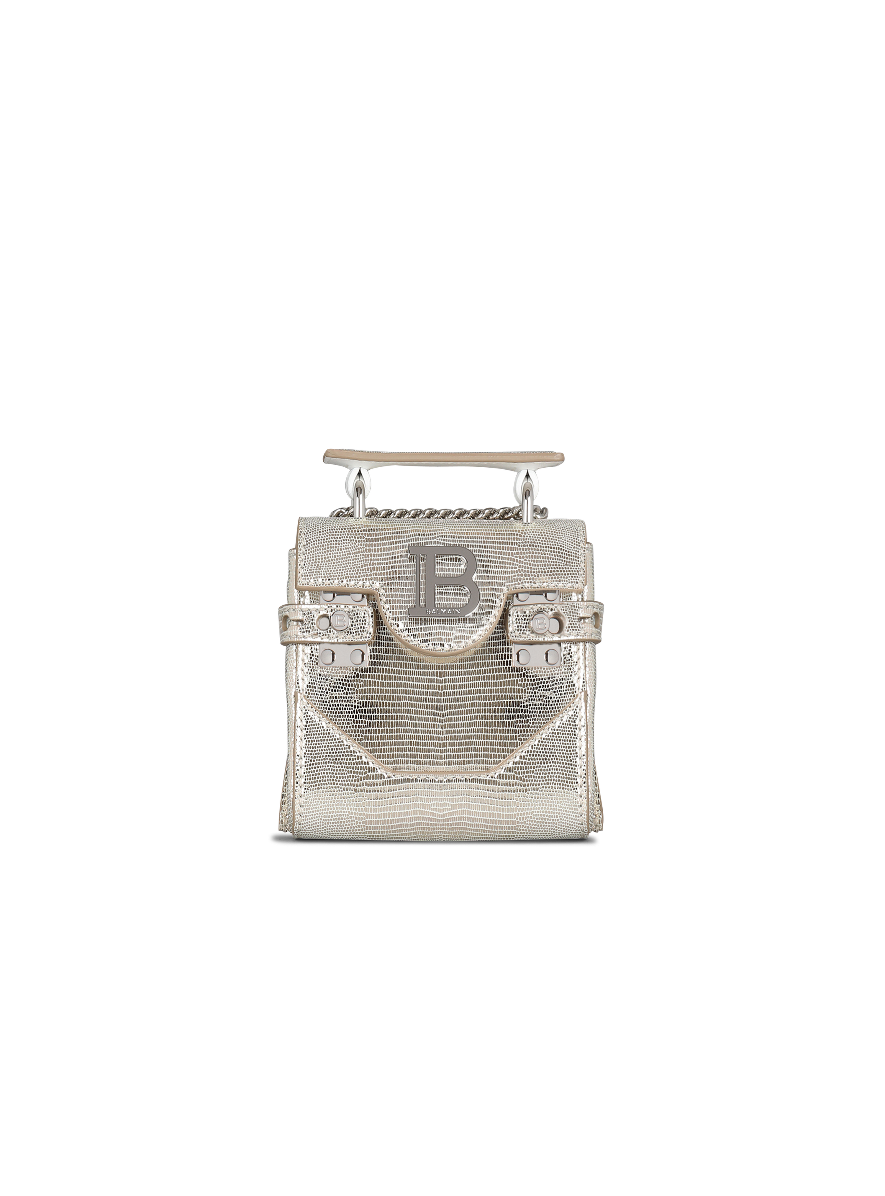 Mini borsa B-Buzz in pelle, argento