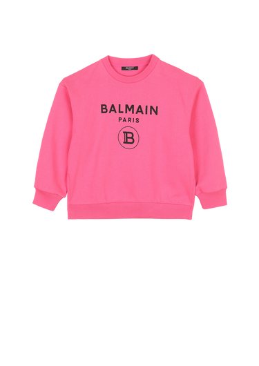Pullover in cotone con logo Balmain