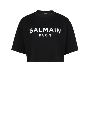 T-shirt corta in cotone ecosostenibile con logo Balmain stampato
