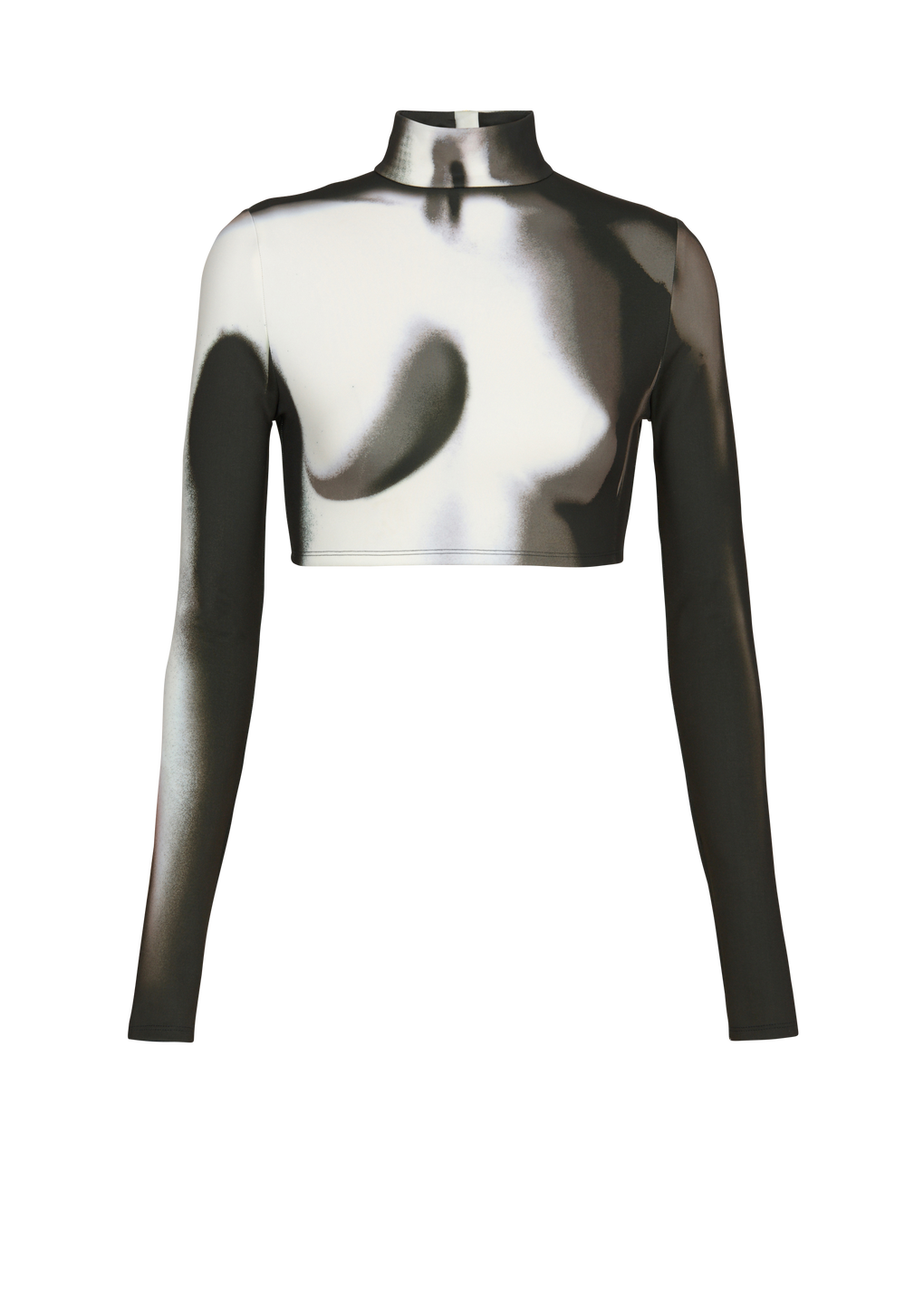 Crop-top in jersey stampa corpo, nero, hi-res