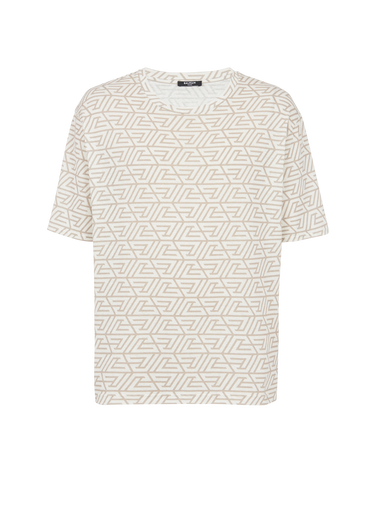 T-shirt in cotone con monogramma piramide stampato