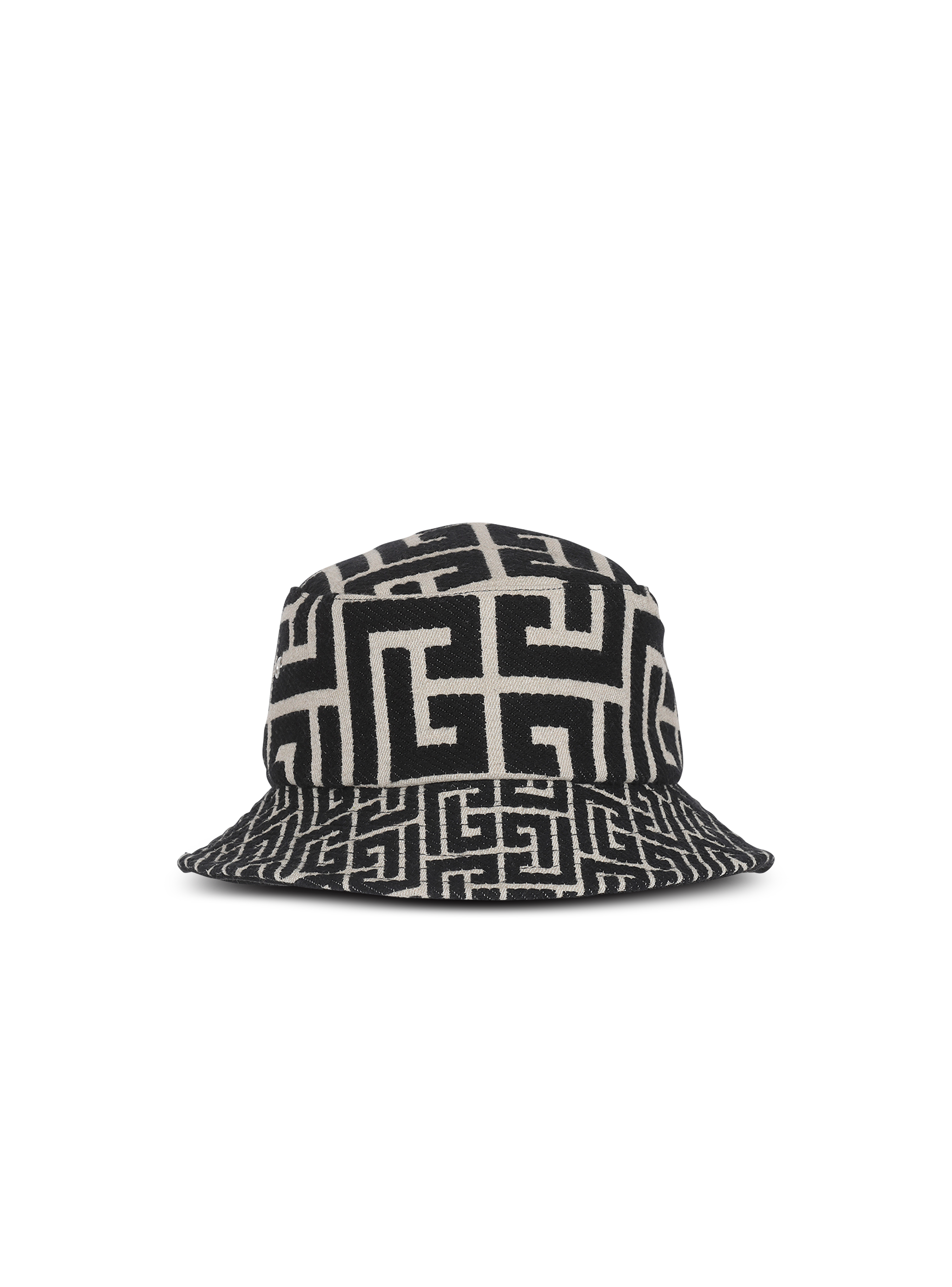 Cappello da pescatore in tela di cotone con logo Balmain Paris, nero